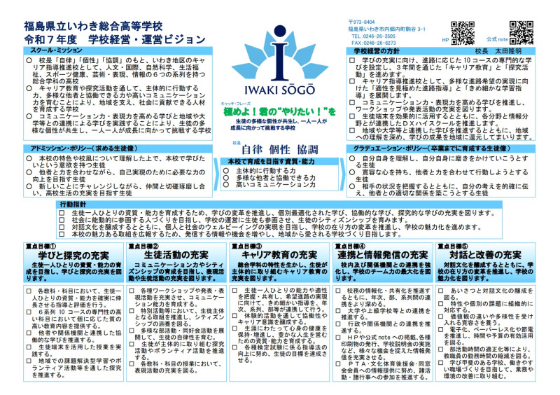令和７年度いわき総合高校_学校経営・運営ビジョン